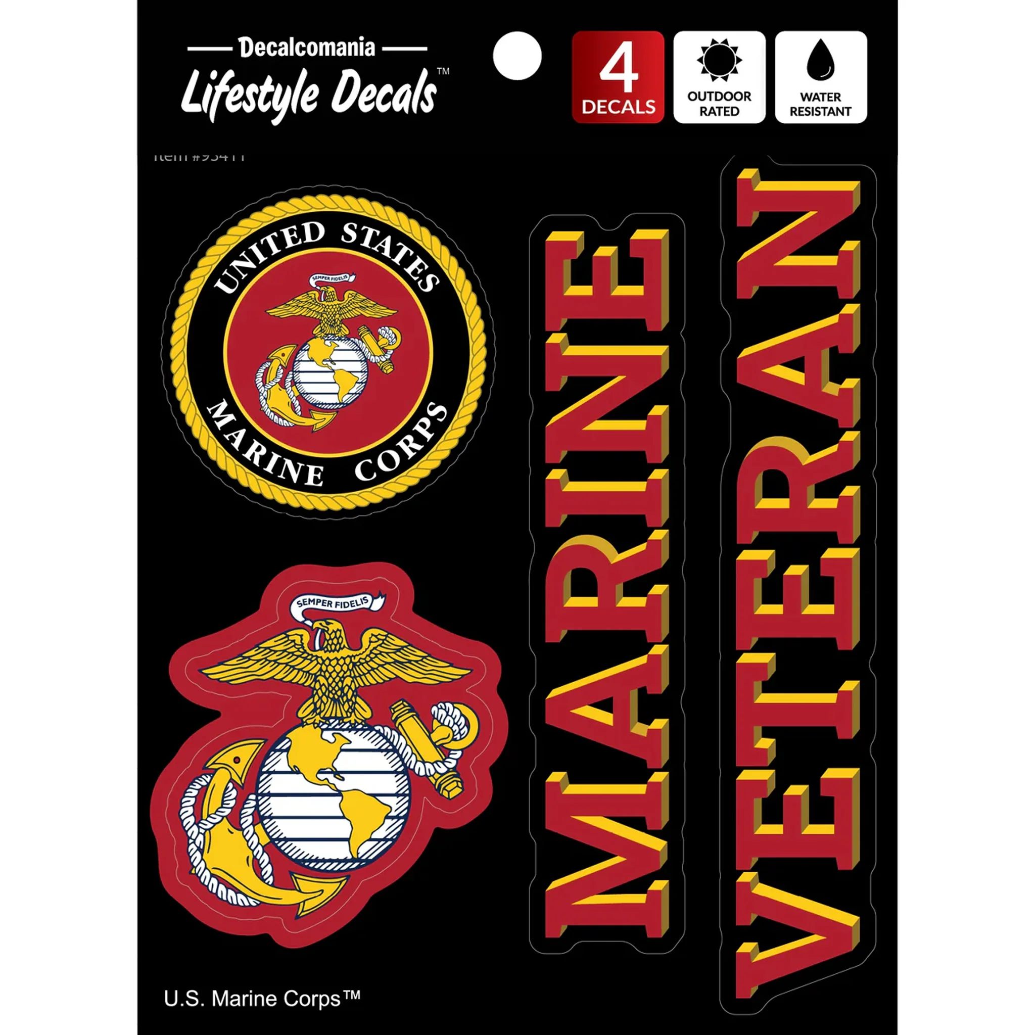 United States Marine Corps Veteran Set of 4 Vinyl Stickers - Image 2