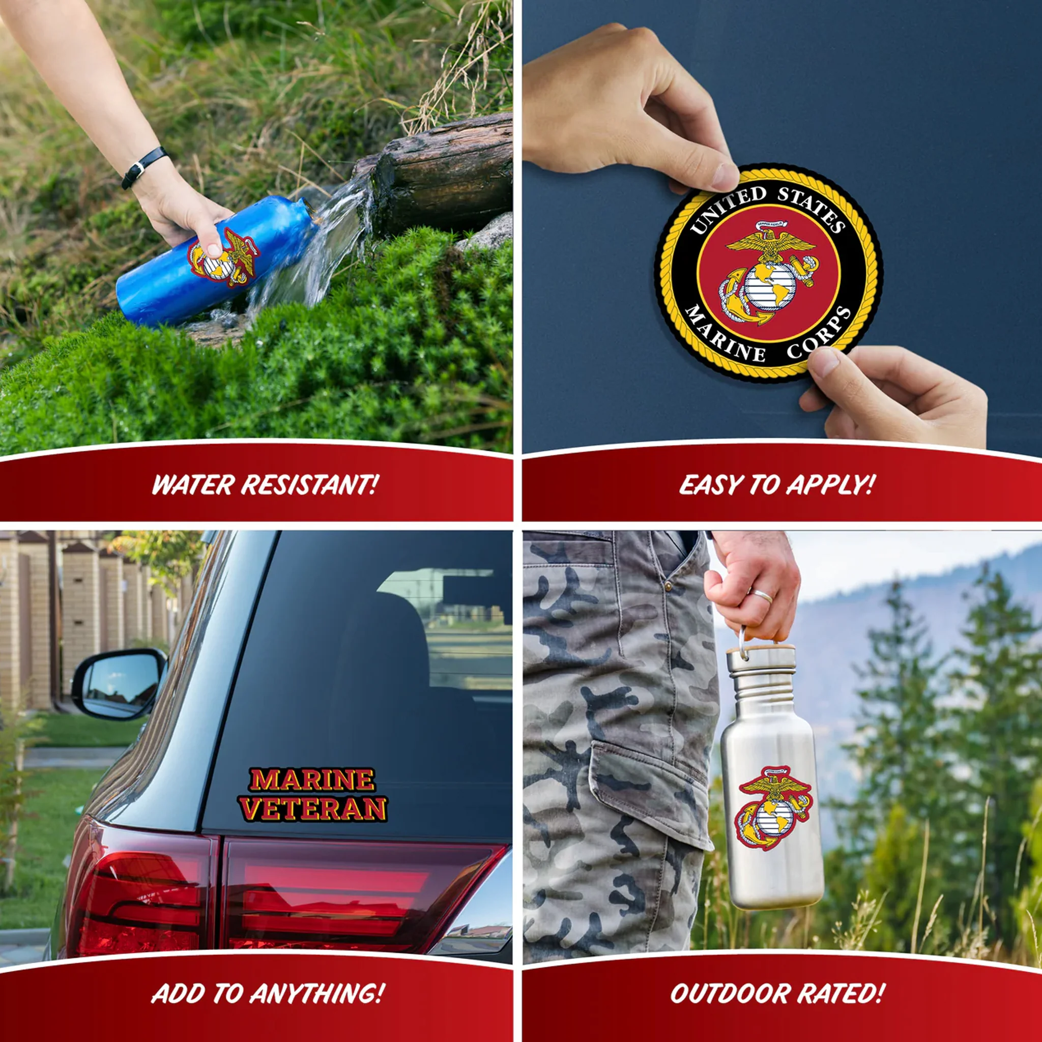 United States Marine Corps Veteran Set of 4 Vinyl Stickers - Image 4