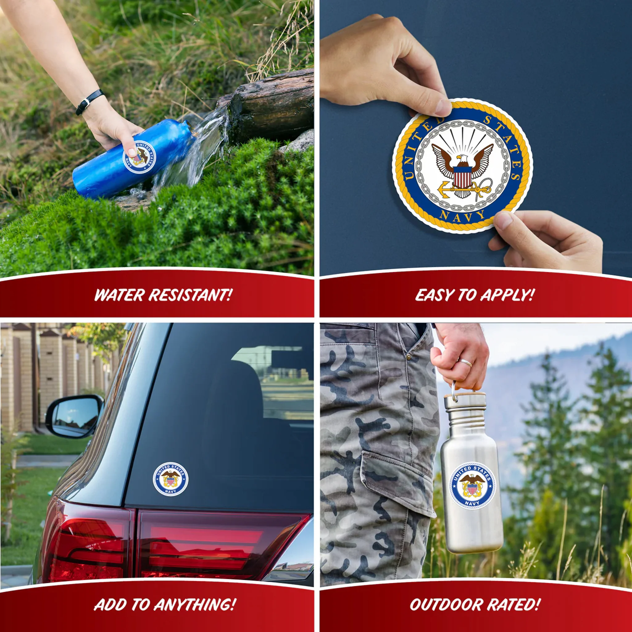 United States Navy Veteran Set of 4 Vinyl Stickers - Image 4
