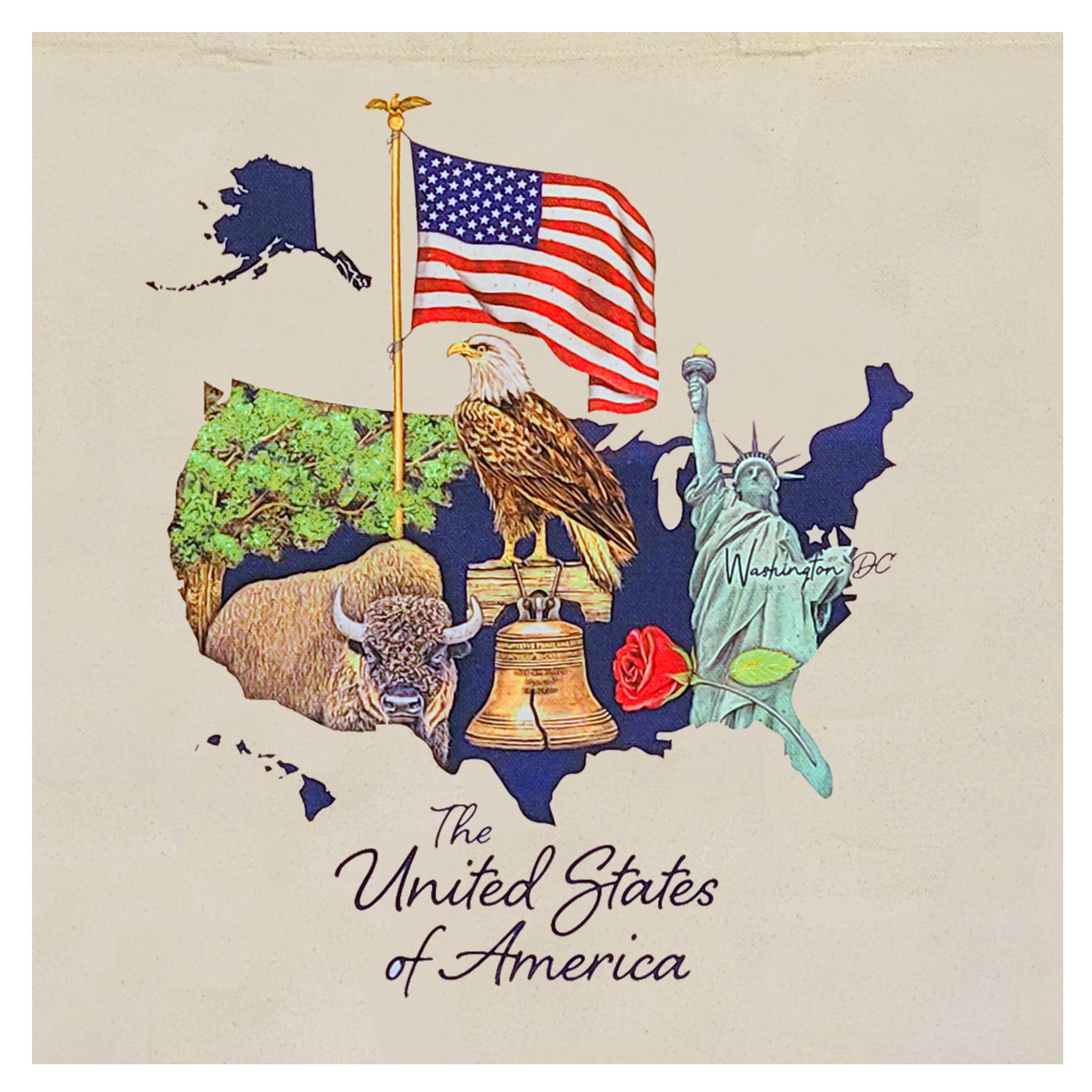 United States of America Symbols Canvas Totebag - Image 2