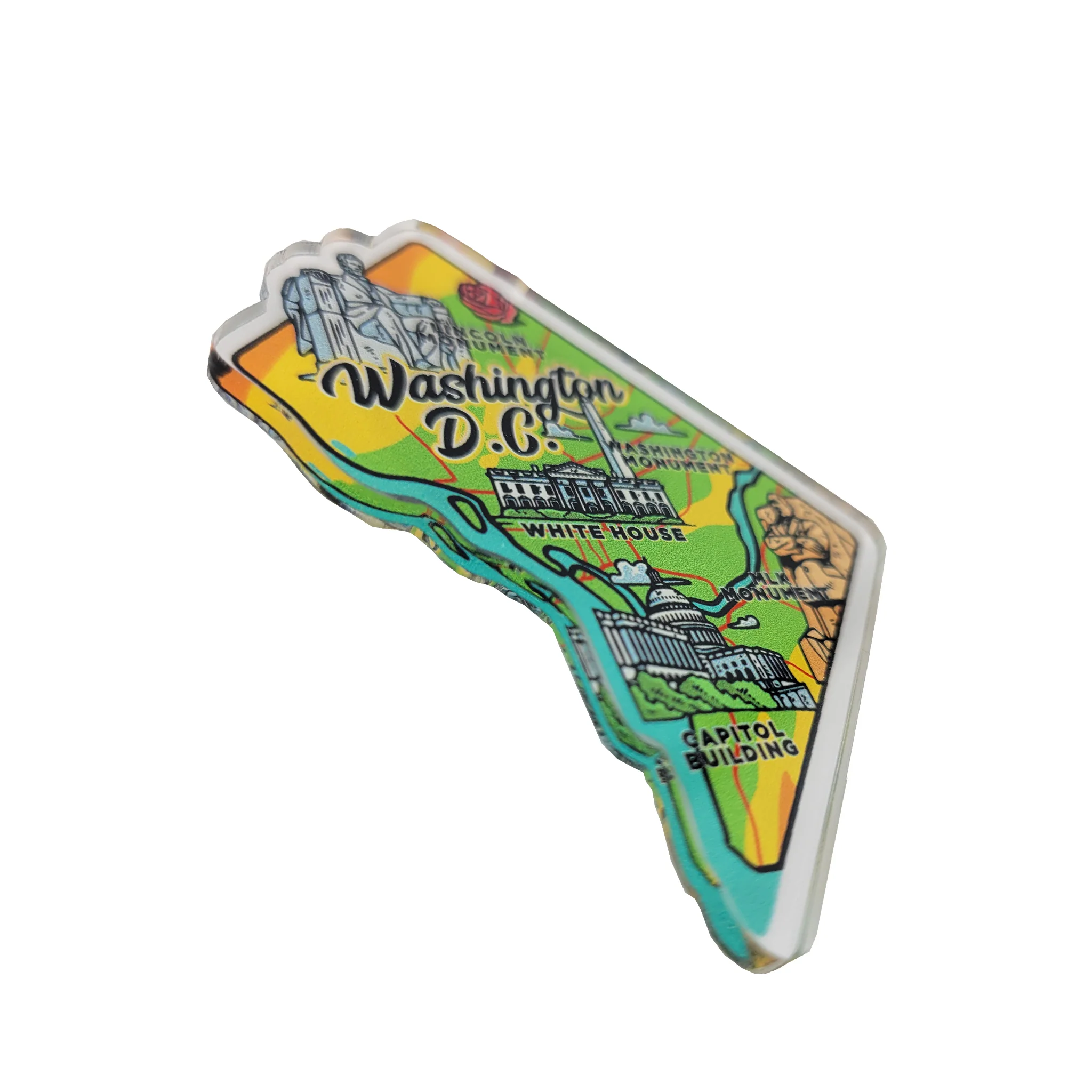 Washington DC Icons Map Acrylic Magnet - Image 3