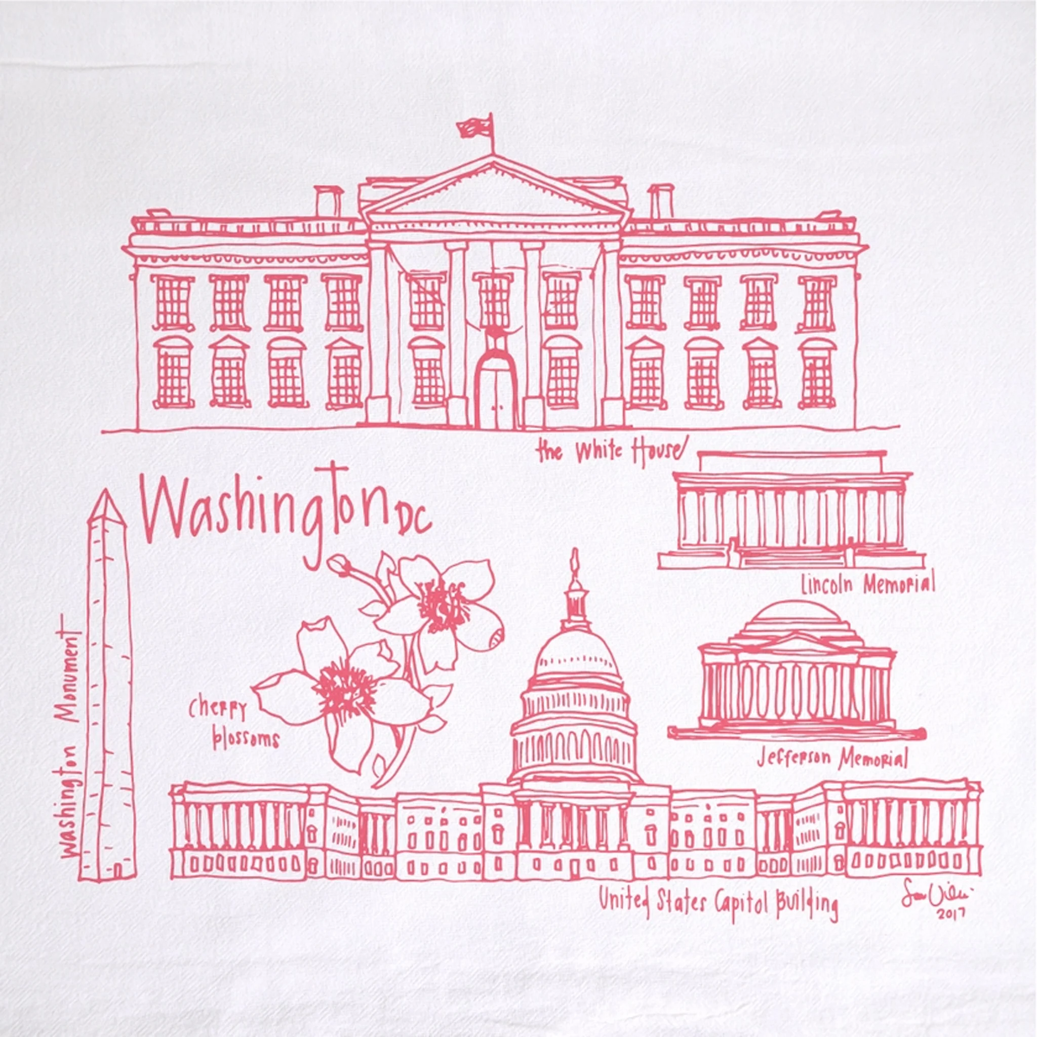 Washington DC Landmarks Kitchen Flour Sack Towel