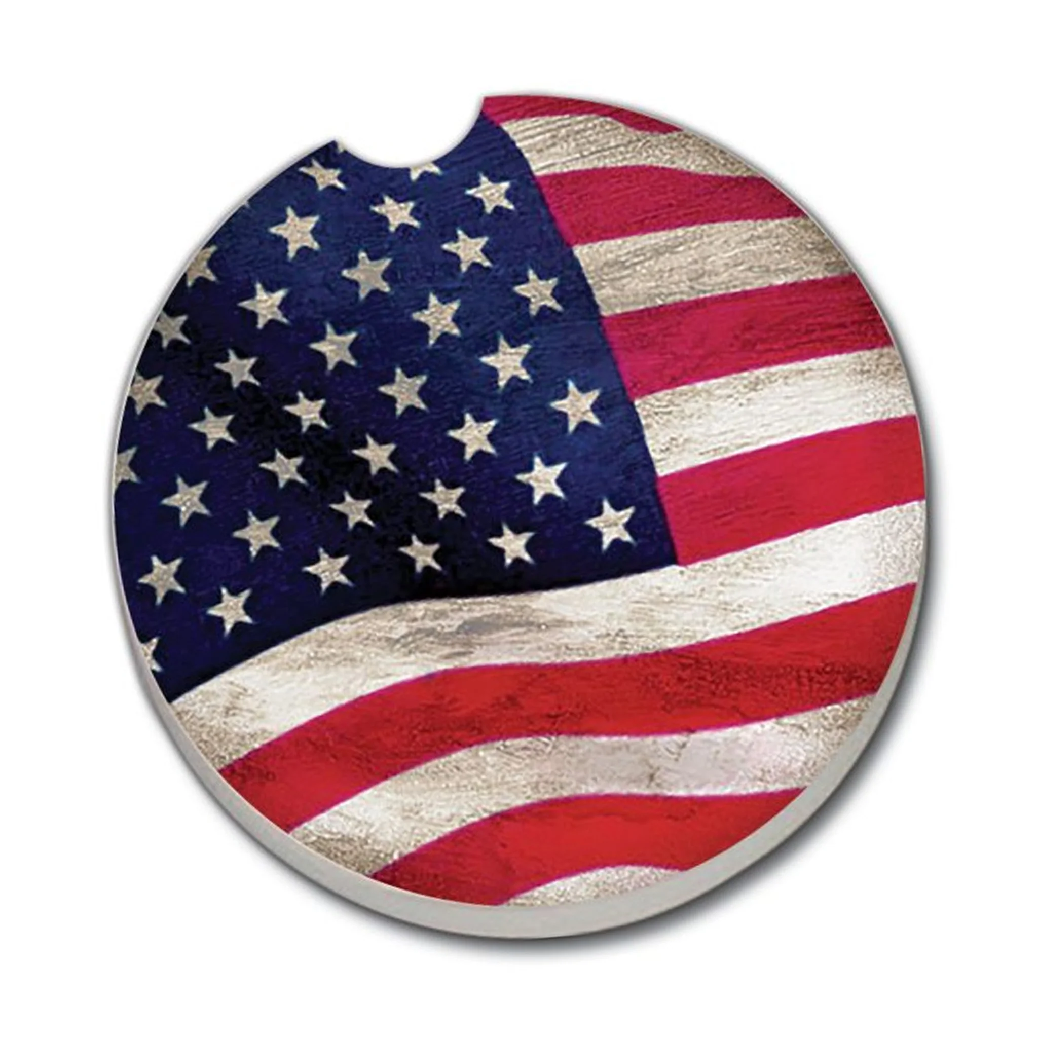 Waving American Flag Absorbent Stone Car Coaster
